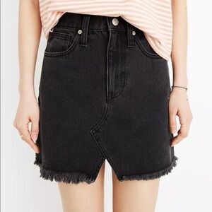 Madewell Rigid Denim A-Line Mini Skirt in Lunar Wash: Cutout Edition